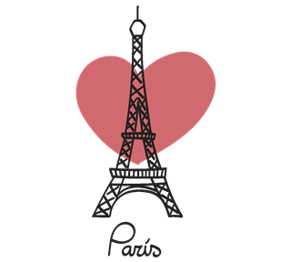 Paris Love Heart Eiffel Tower Sticker