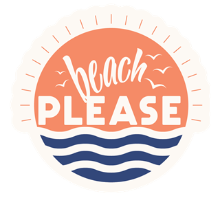 Funny Beach Please Sticker
