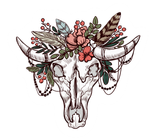 Floral Bovine Skull Sticker