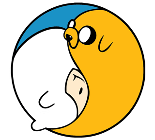 Adventure Time Anime Cartoon Yin Yang Sticker