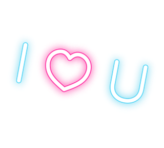 I Love You Neon Heart Sticker