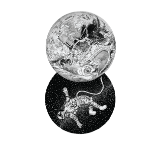 Astronaut and Moon Sticker