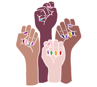 Four Feminist Fists Sticker
