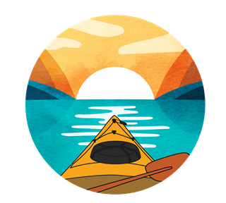 Kayak Sunset Rafting Sticker