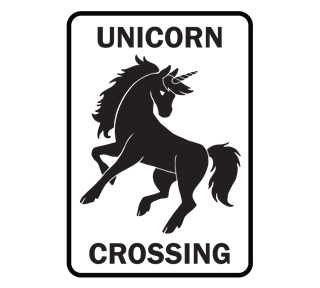 Unicorn Crossing - Black & White Sticker