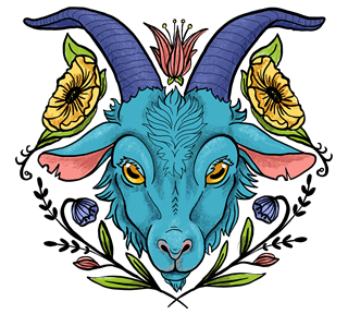 Floral Goat Head Sticker