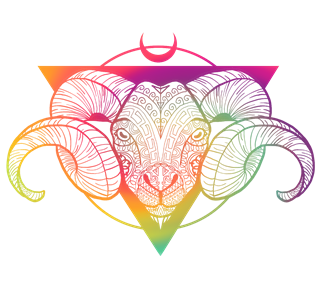 Rainbow Line Art Goat Sticker