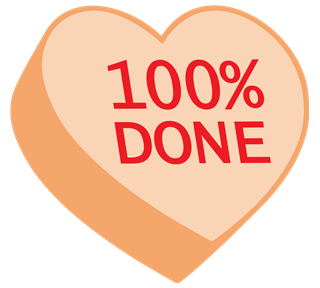 Candy Heart 100 Percent Done Sticker