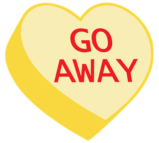 Candy Heart Go Away Sticker