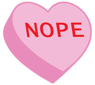 Candy Heart Nope Sticker