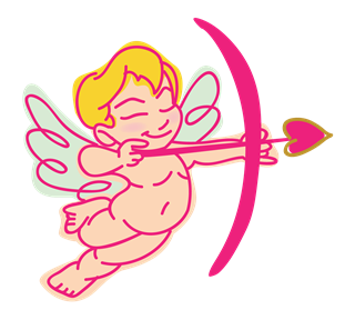 Cupid Love Heart Arrow Sticker