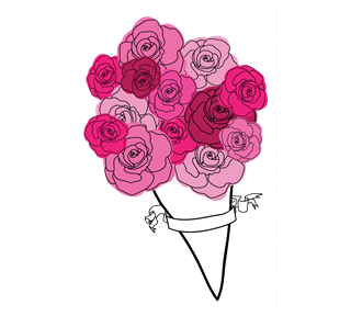 Pink Rose Flower Bouquet Sticker