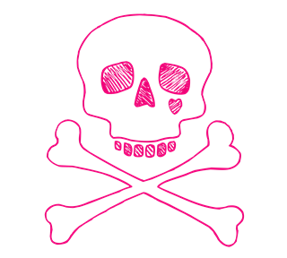 Pink Love Skull and Crossbones Sticker