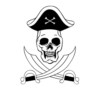 Crossed Swords Jolly Roger Skull Sticker