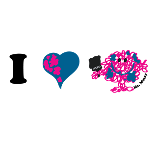 I Love Mr. Messy Painted Heart Sticker