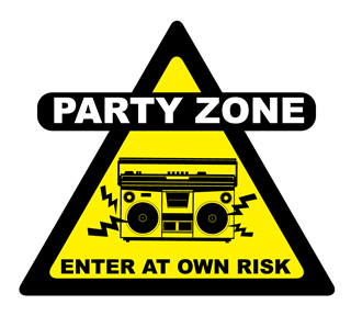 Party Zone Caution Sign Sticker