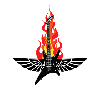 Rock Guitar Angel Wings Sticker