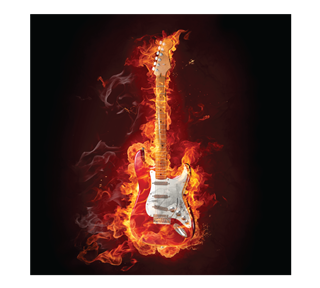 Flaming Guitar Background Sticker
