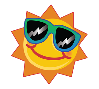 Sun with Green Sunglasses Sticker