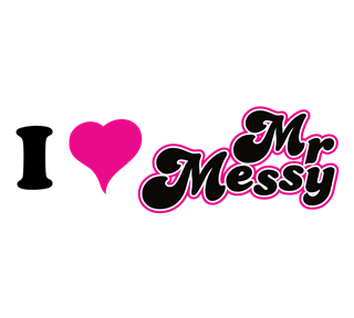 I Love Mr. Messy Script Heart Sticker