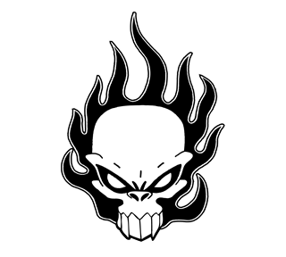 Black and White Flaming Skull Sticker