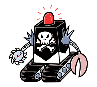 Killbot Skull and Crossbones Sticker