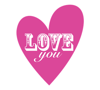 Pink Love You Heart Sticker