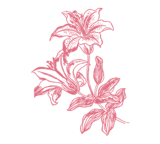 Pink Ink Flower Branch Sticker