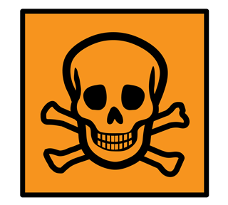 Orange Danger Skull and Crossbones Sticker
