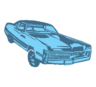 Blue Vintage Car Sticker