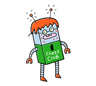 Funny Chess Club Nerdbot Sticker