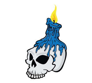 Blue Skull Candle Sticker