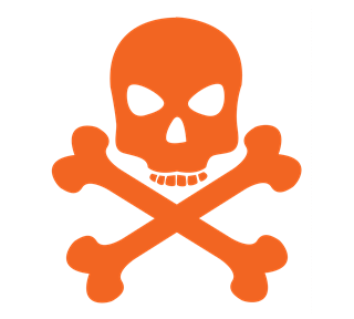 Orange Skull Crossbones Sticker
