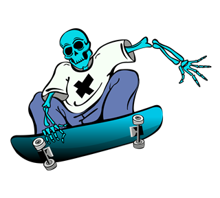 Skull Skateboarder Skeleton Sticker