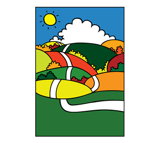 Sun and Rolling Hills Sticker