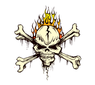 Flaming Skull Crossbones Sticker