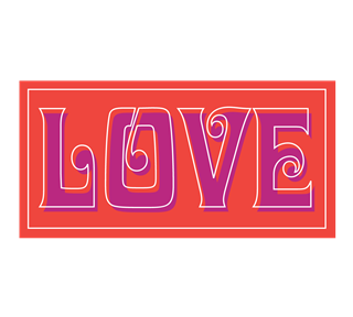 Love Orange Pink Letters Sticker