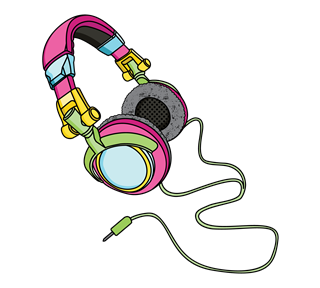 Pink Headphones Sticker