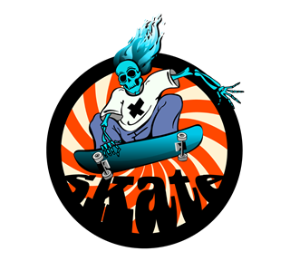 Flaming Skull Skateboard Sticker