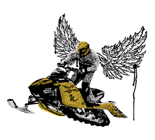 Ski Mobile Angel Wings Sticker